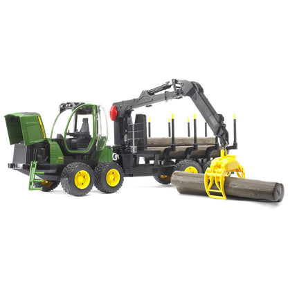 BRUDER 02133 John Deere 1210E Rückezug mit 4 Baumstämmen und Holzgreifer