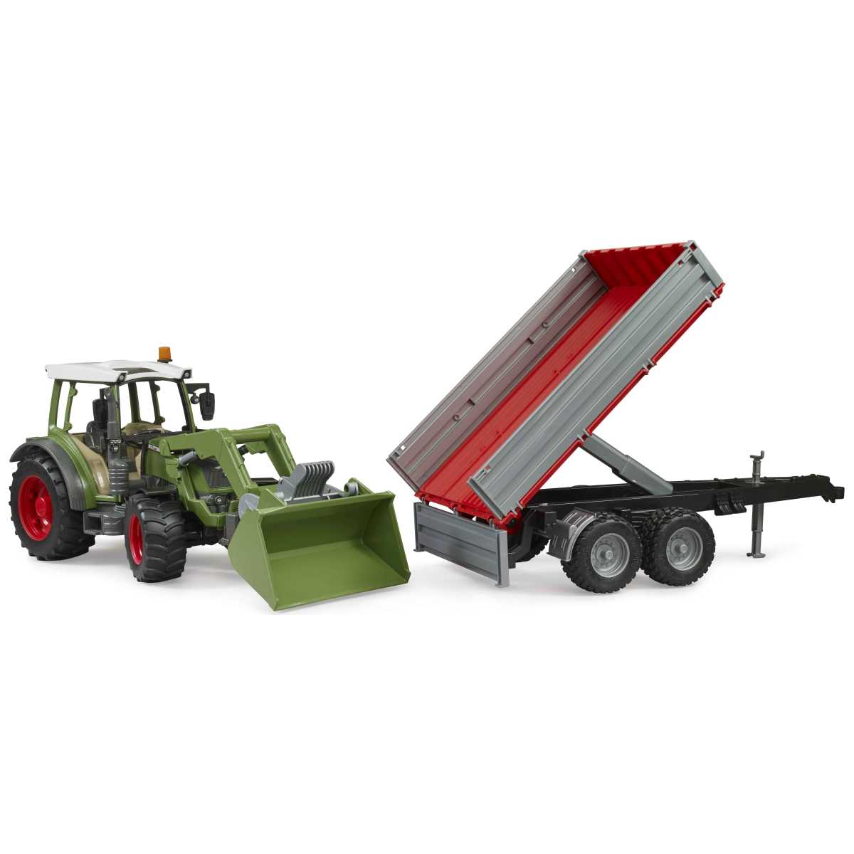 BRUDER 02182 Fendt Vario 211 mit Frontlader und Bordwandanhänger
