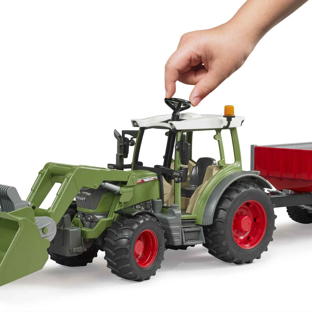 BRUDER 02182 Fendt Vario 211 mit Frontlader und Bordwandanhänger
