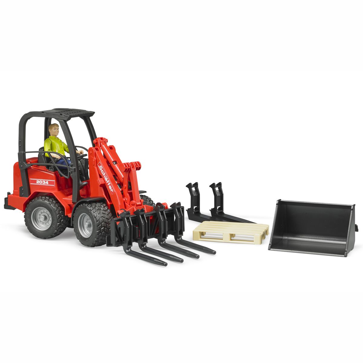 BRUDER 02191 Schäffer Hoflader 2034 mit Figur und Zubehör