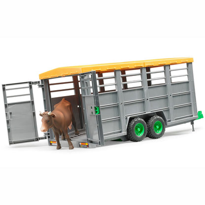 BRUDER 02227 Viehtransportanhänger mit 1 Kuh