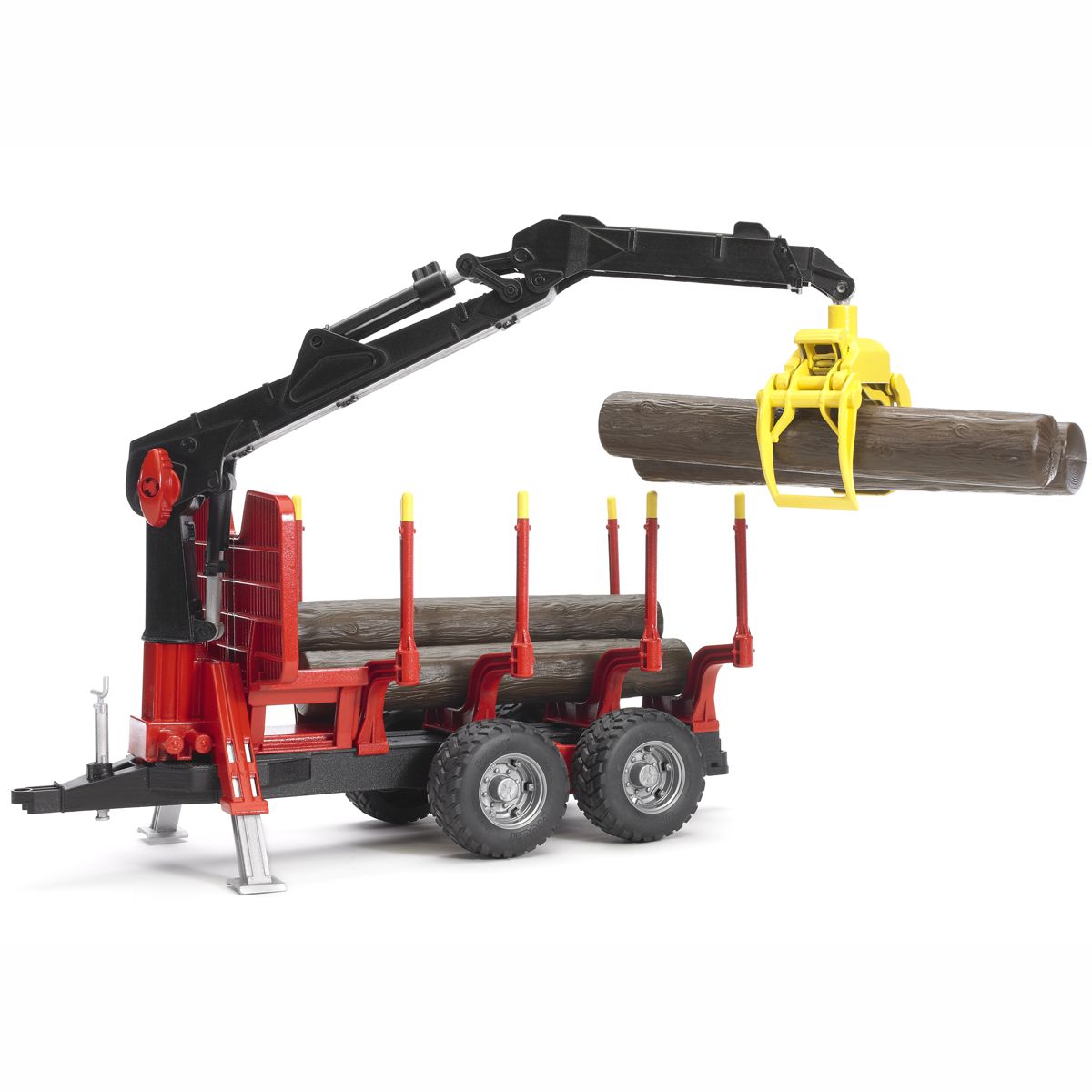 BRUDER 02252 Rückeanhänger mit Ladekran und 4 Baumstämmen und Holzgreifer