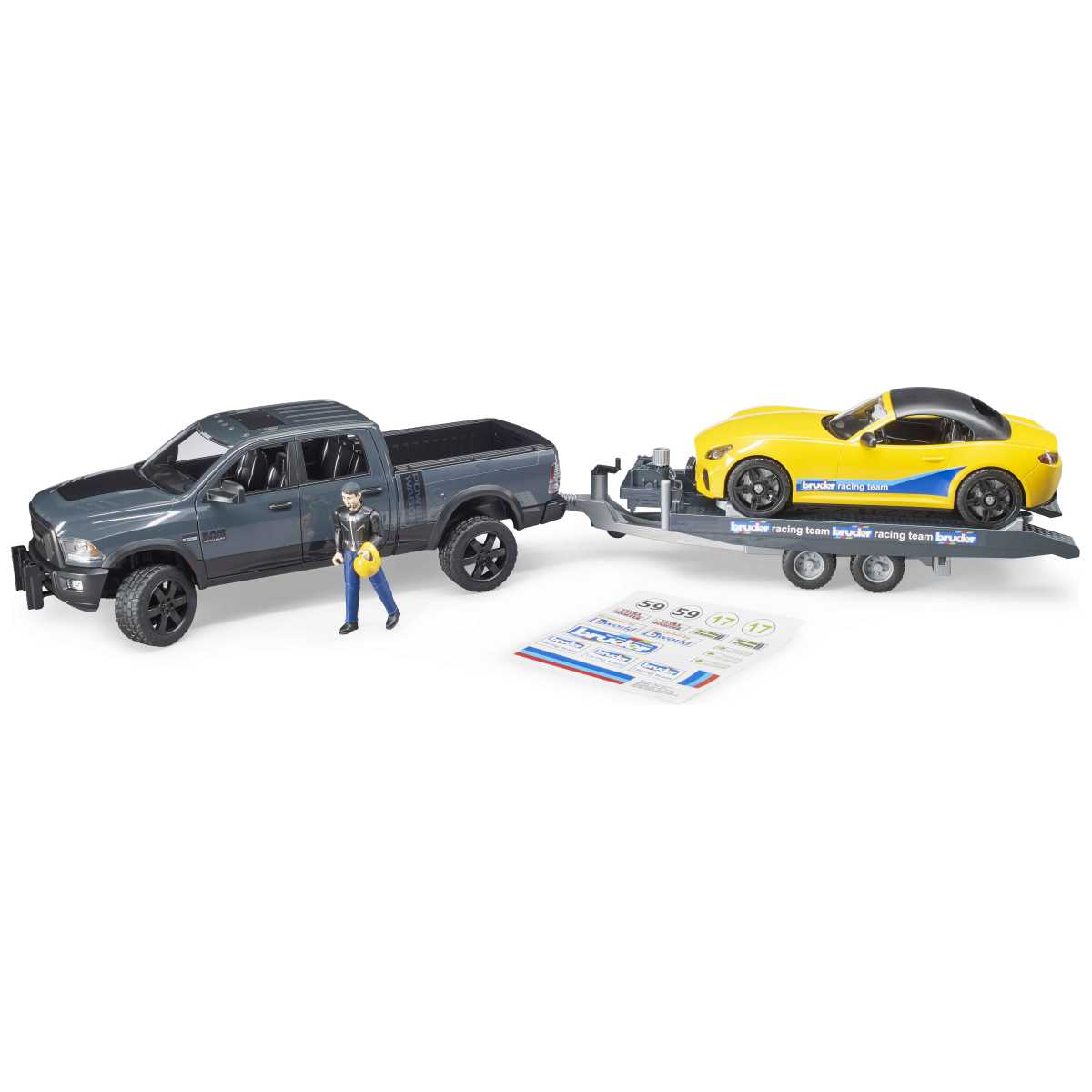 BRUDER 02504 RAM 250 Power Wagon und BRUDER Roadster Racing Team