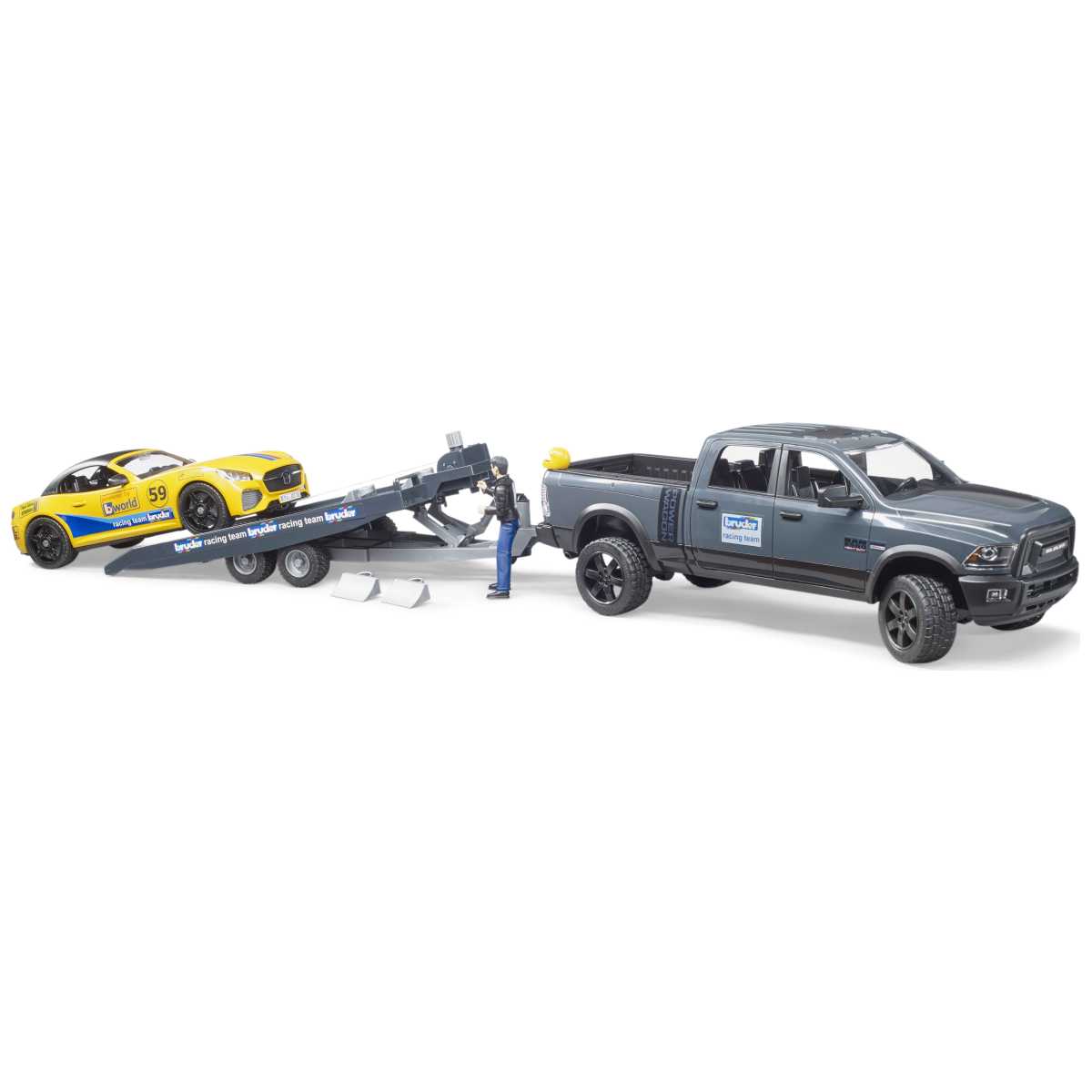 BRUDER 02504 RAM 250 Power Wagon und BRUDER Roadster Racing Team