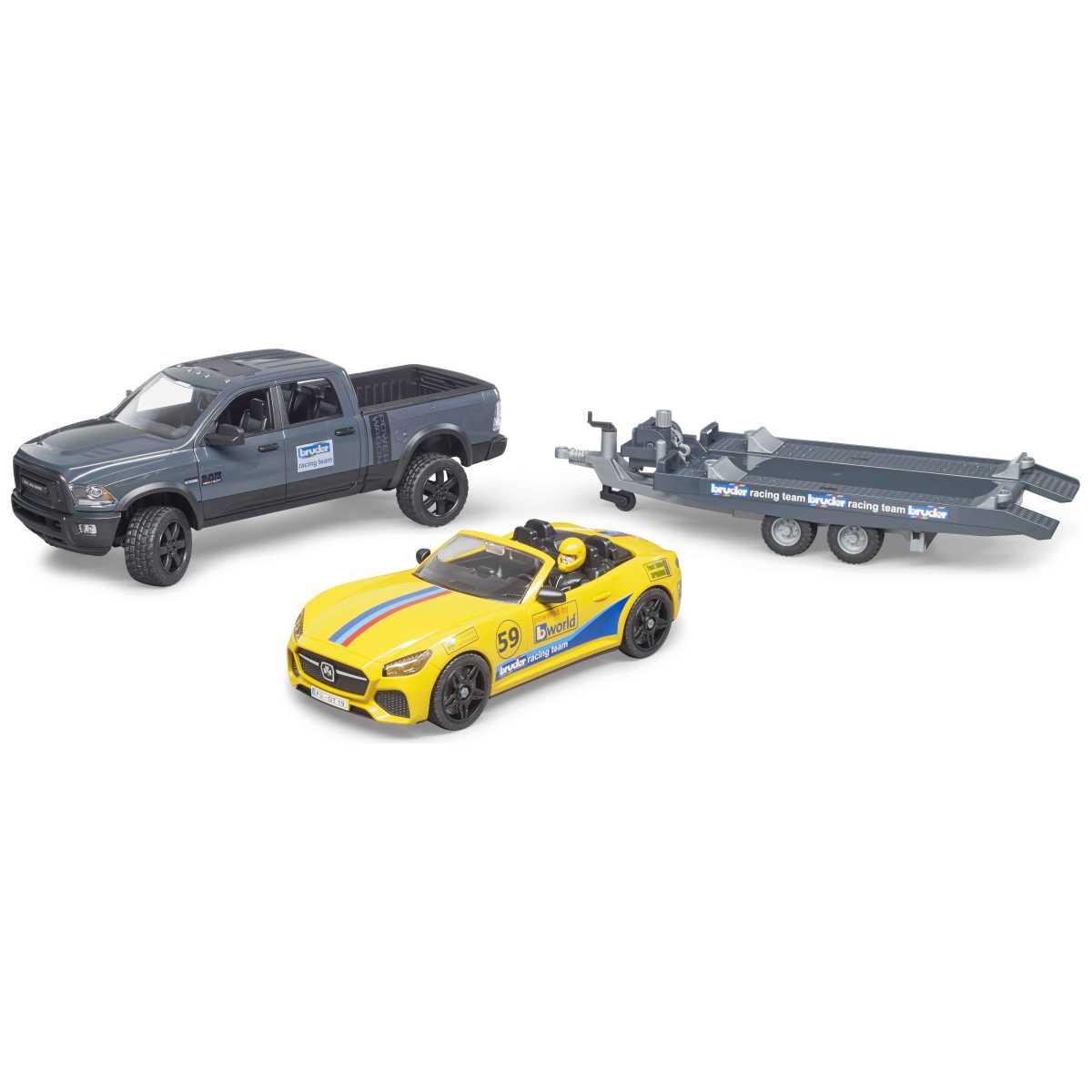 BRUDER 02504 RAM 250 Power Wagon und BRUDER Roadster Racing Team