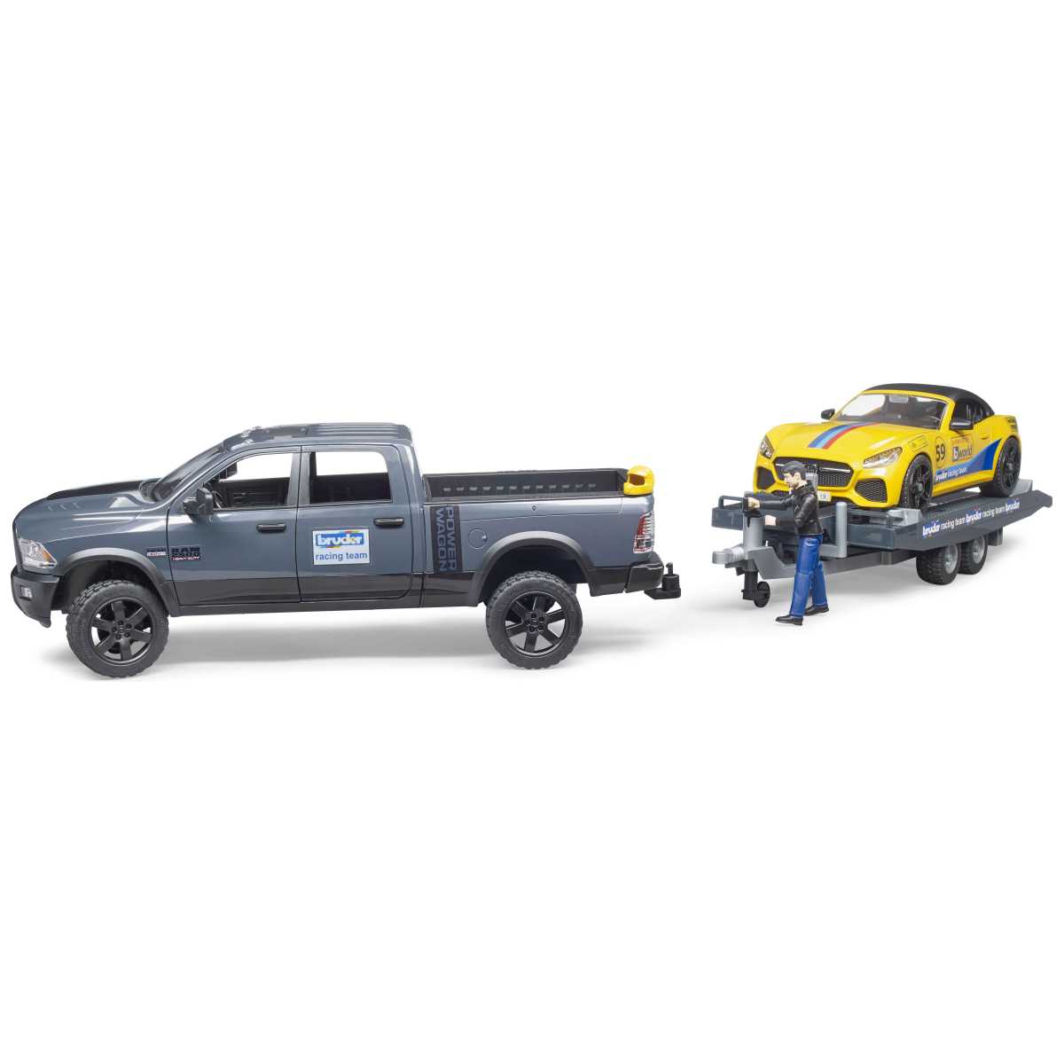 BRUDER 02504 RAM 250 Power Wagon und BRUDER Roadster Racing Team