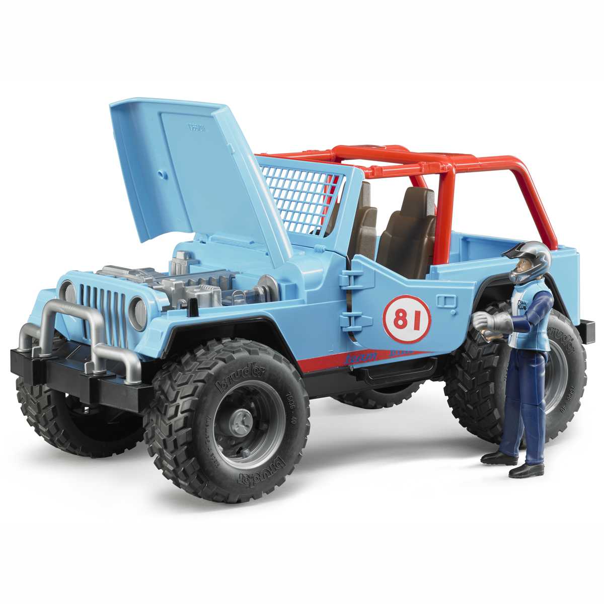 BRUDER 02541 Jeep Cross Country Racer blau mit Rennfahrer