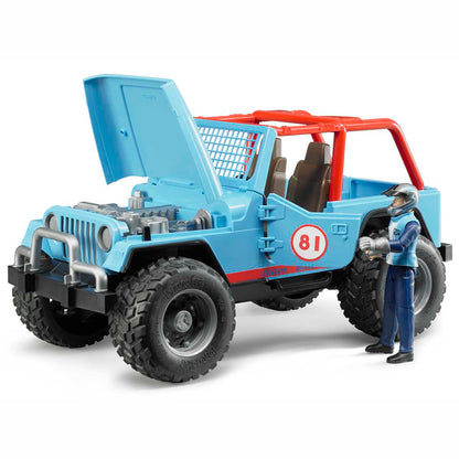BRUDER 02541 Jeep Cross Country Racer blau mit Rennfahrer