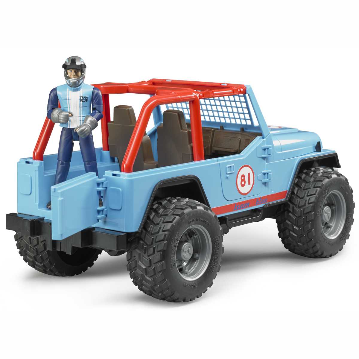 BRUDER 02541 Jeep Cross Country Racer blau mit Rennfahrer