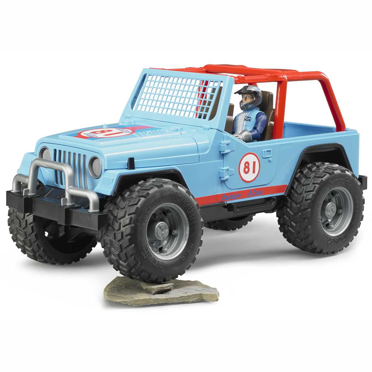 BRUDER 02541 Jeep Cross Country Racer blau mit Rennfahrer