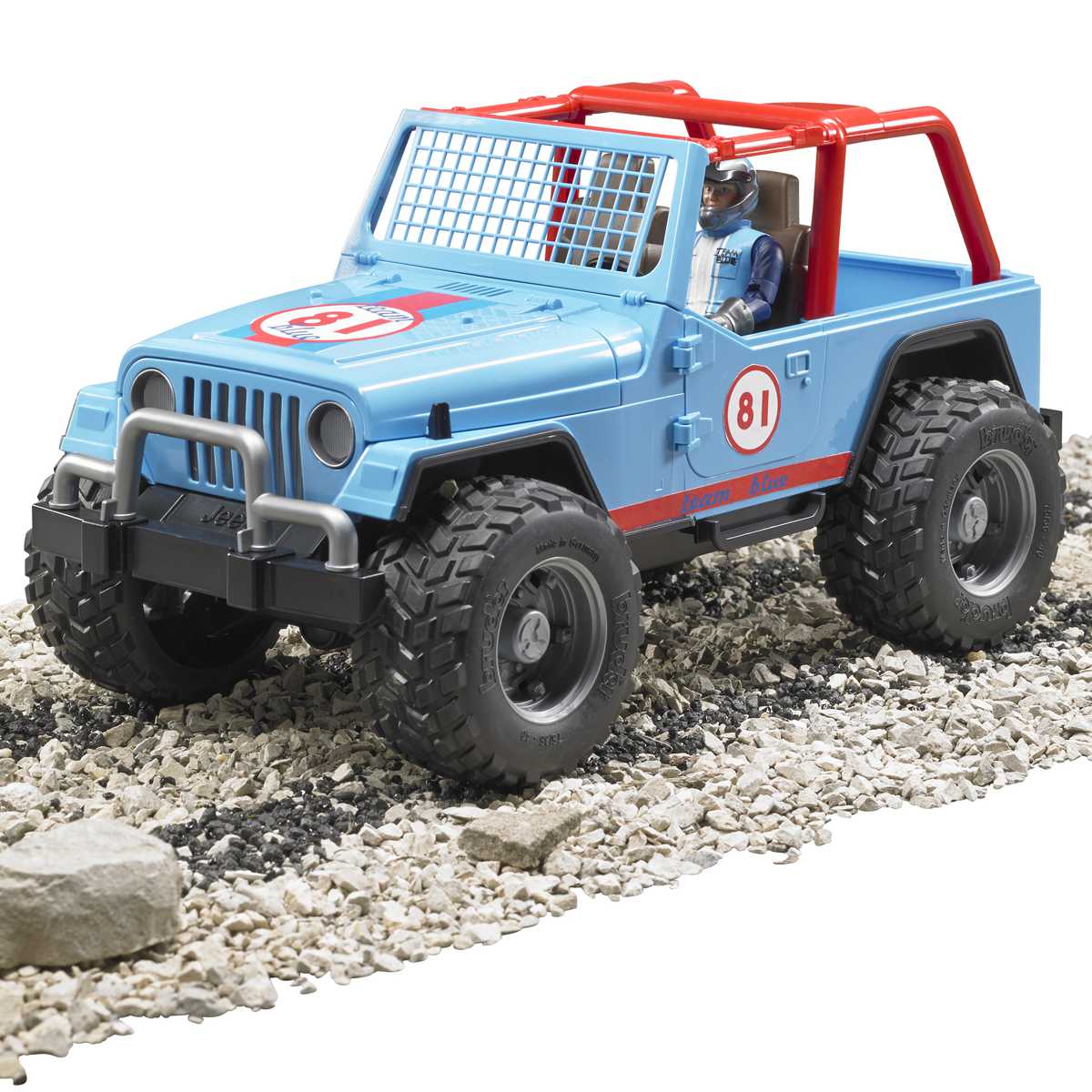 BRUDER 02541 Jeep Cross Country Racer blau mit Rennfahrer