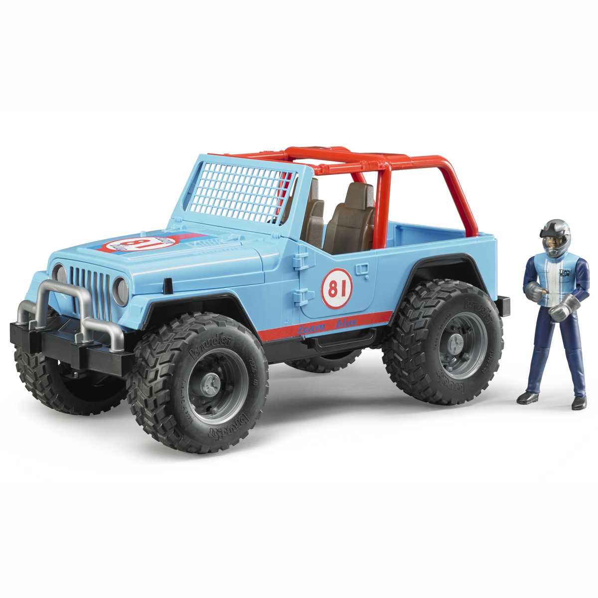 BRUDER 02541 Jeep Cross Country Racer blau mit Rennfahrer