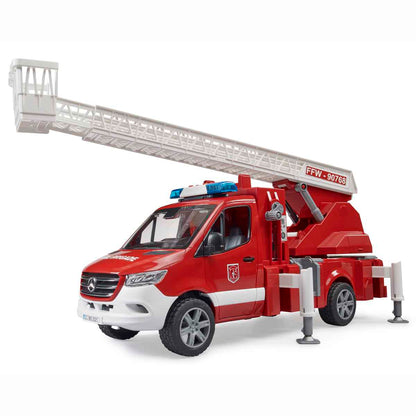 BRUDER 02673 MB Sprinter Feuerwehr mit Drehleiter, Pumpe und 
Light + Sound Modul