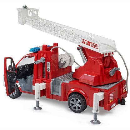 BRUDER 02673 MB Sprinter Feuerwehr mit Drehleiter, Pumpe und 
Light + Sound Modul
