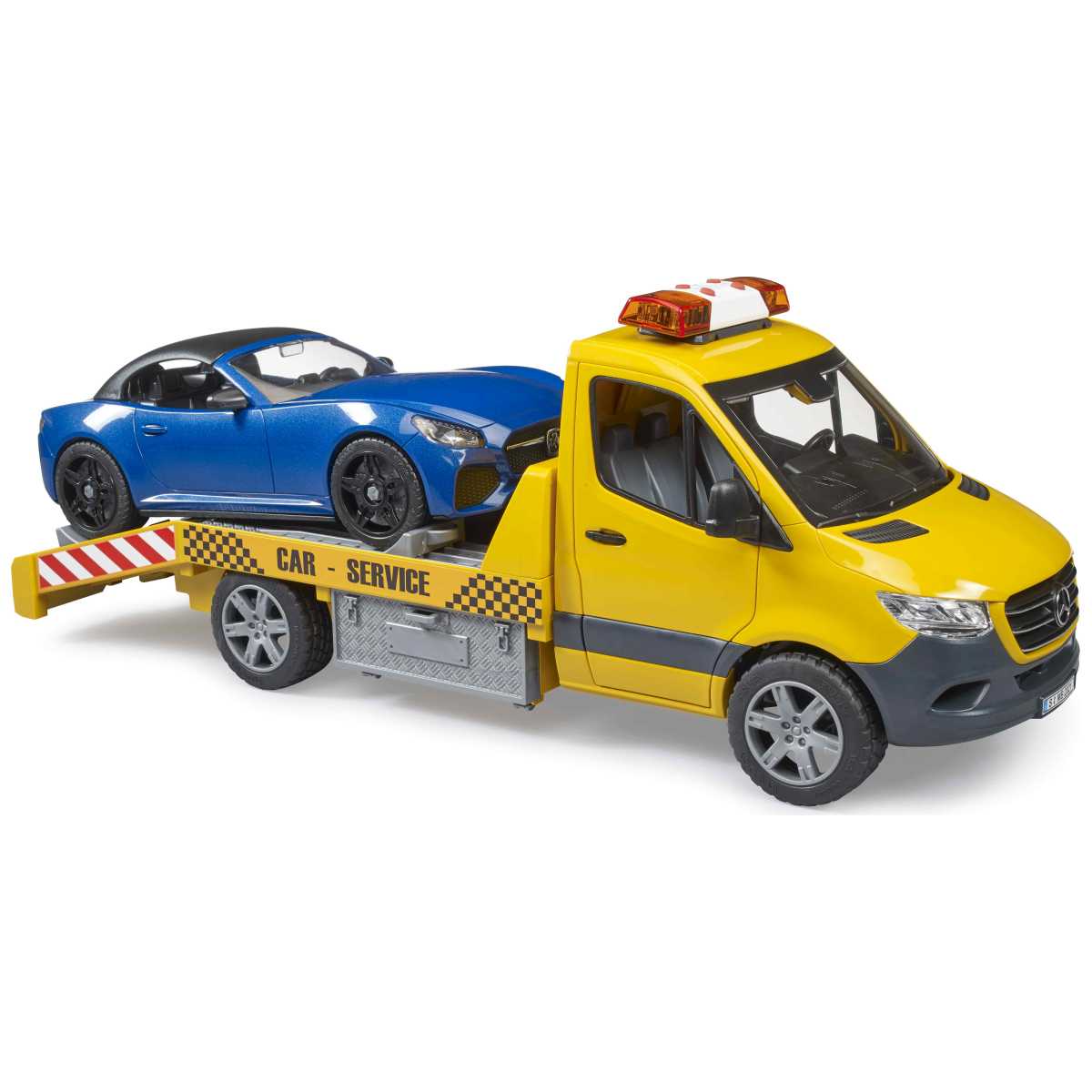 BRUDER 02675 MB Sprinter Autotransporter m. Light + Sound Modul 
und BRUDER Roadster

