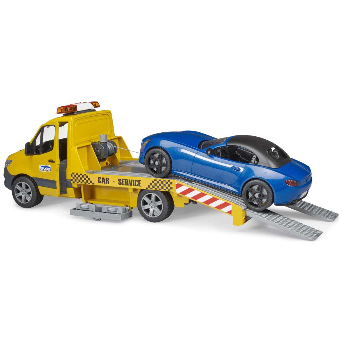 BRUDER 02675 MB Sprinter Autotransporter m. Light + Sound Modul 
und BRUDER Roadster
