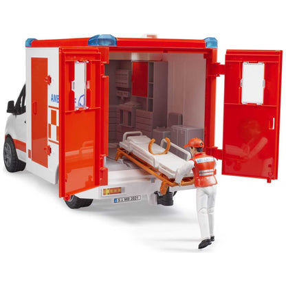 BRUDER 02676 MB Sprinter Ambulanz mit Fahrer und 
Light + Sound Modul
