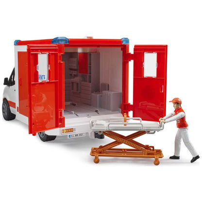 BRUDER 02676 MB Sprinter Ambulanz mit Fahrer und 
Light + Sound Modul
