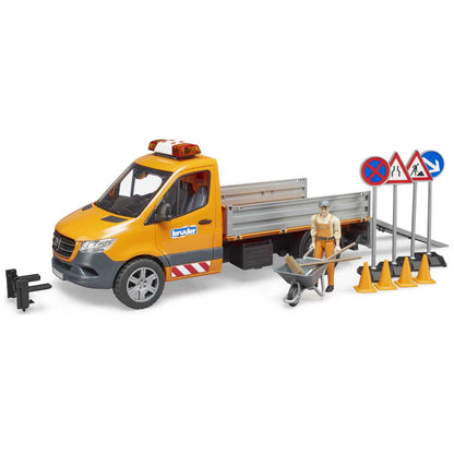 BRUDER 02677 MB Sprinter Kommunal mit Fahrer, Light + Sound Modul und Zubehör