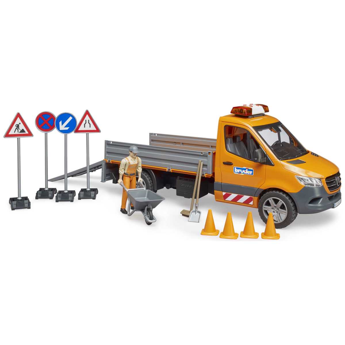 BRUDER 02677 MB Sprinter Kommunal mit Fahrer, Light + Sound Modul und Zubehör