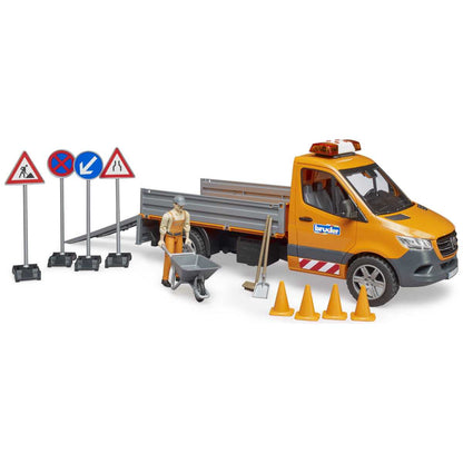 BRUDER 02677 MB Sprinter Kommunal mit Fahrer, Light + Sound Modul und Zubehör