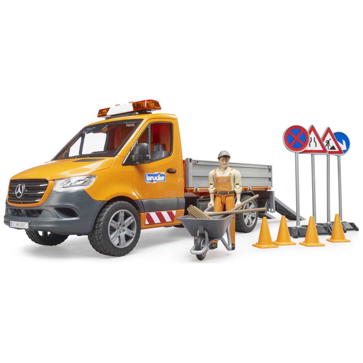BRUDER 02677 MB Sprinter Kommunal mit Fahrer, Light + Sound Modul und Zubehör