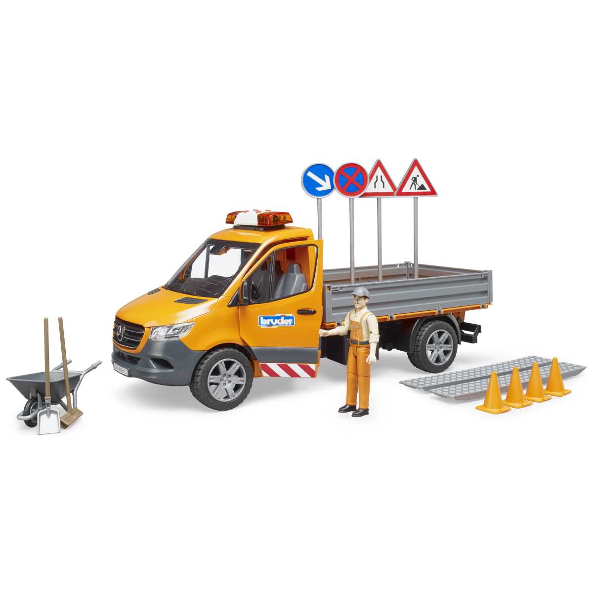 BRUDER 02677 MB Sprinter Kommunal mit Fahrer, Light + Sound Modul und Zubehör