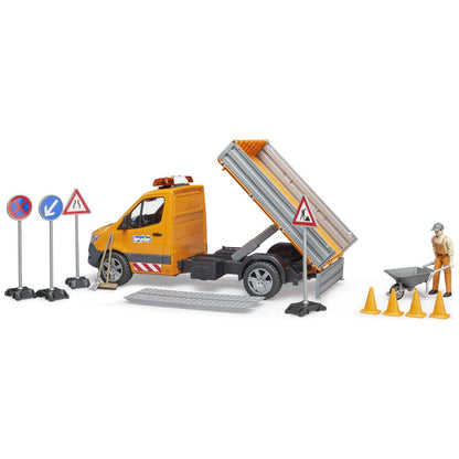 BRUDER 02677 MB Sprinter Kommunal mit Fahrer, Light + Sound Modul und Zubehör