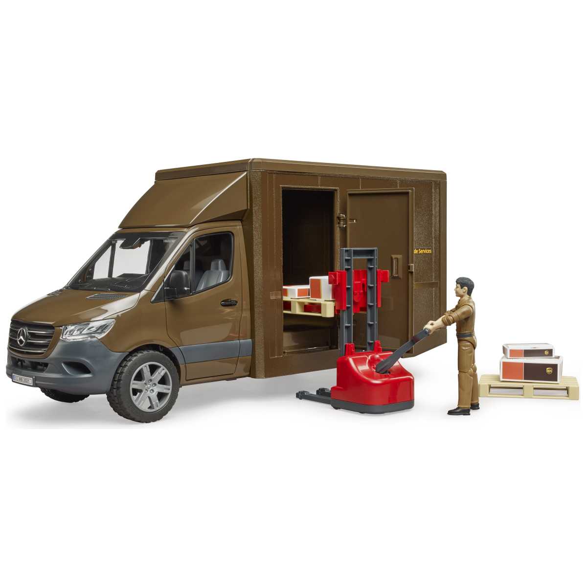 BRUDER 02678 MB Sprinter UPS mit Fahrer und Zubehör