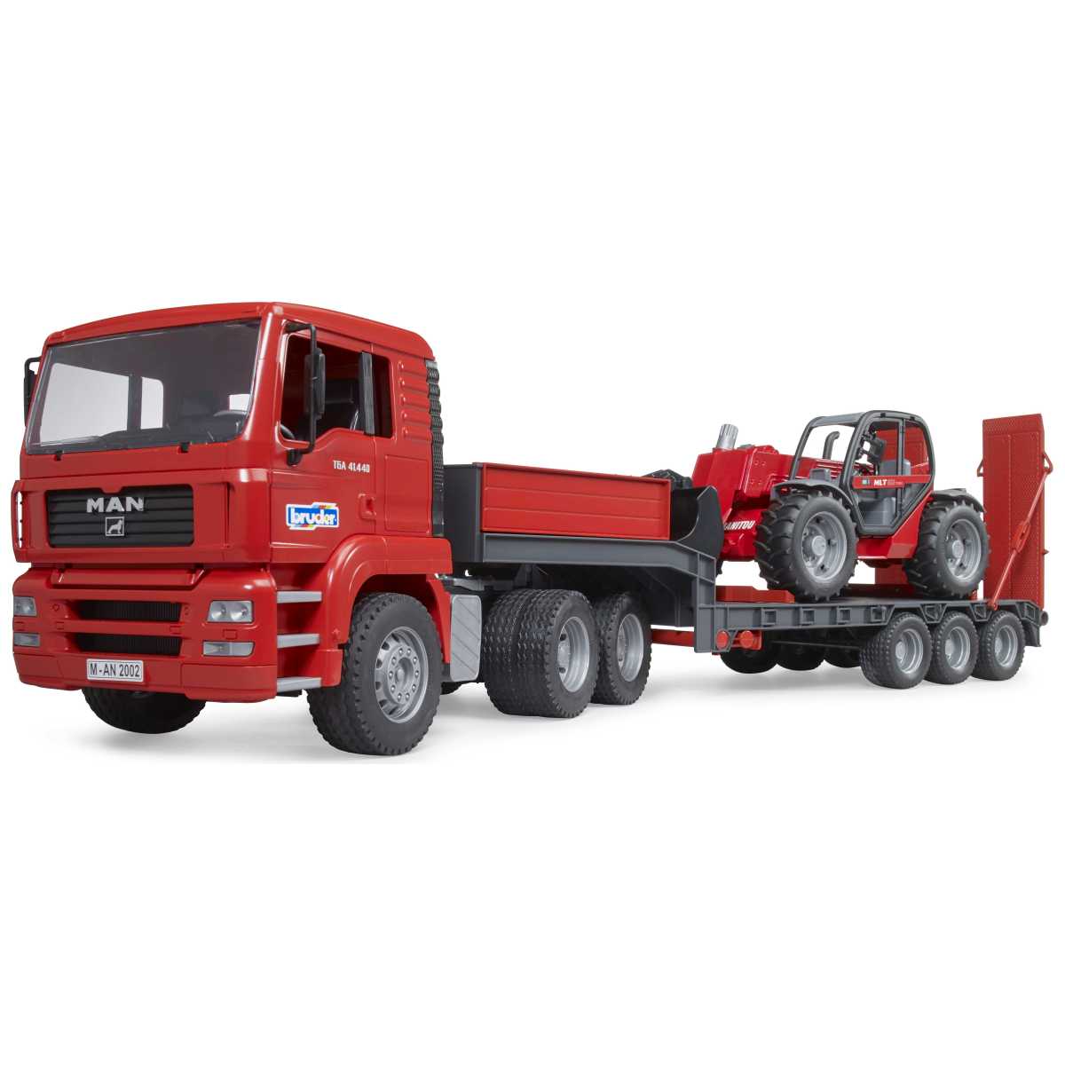 BRUDER 02774 MAN TGA Tieflader und Manitou Teleskoplader MLT 633