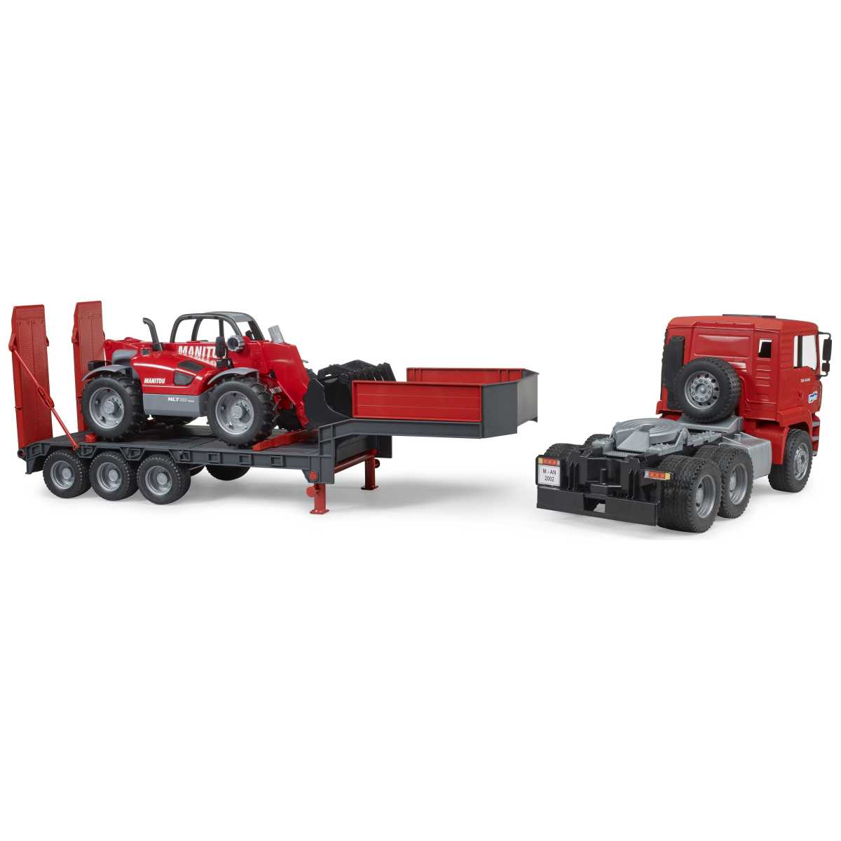 BRUDER 02774 MAN TGA Tieflader und Manitou Teleskoplader MLT 633
