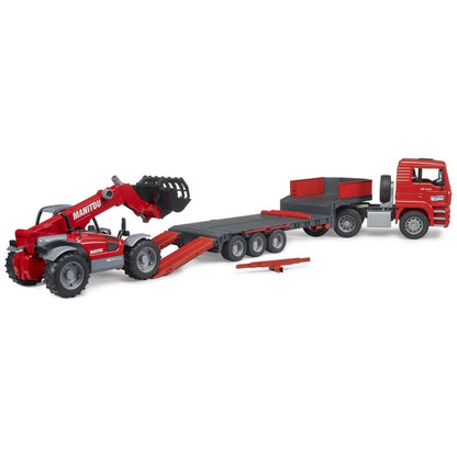BRUDER 02774 MAN TGA Tieflader und Manitou Teleskoplader MLT 633
