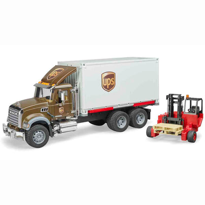 BRUDER 02828 MACK Granite UPS Logistik-LKW mit Mitnahmestapler