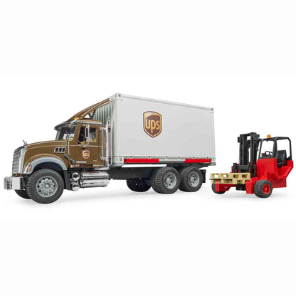 BRUDER 02828 MACK Granite UPS Logistik-LKW mit Mitnahmestapler