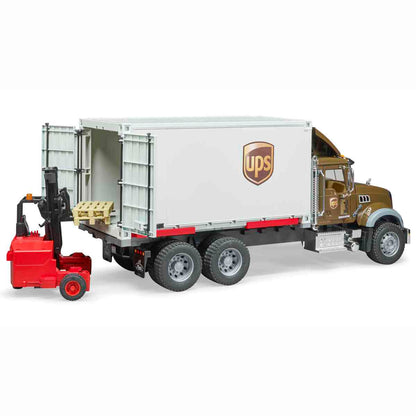 BRUDER 02828 MACK Granite UPS Logistik-LKW mit Mitnahmestapler