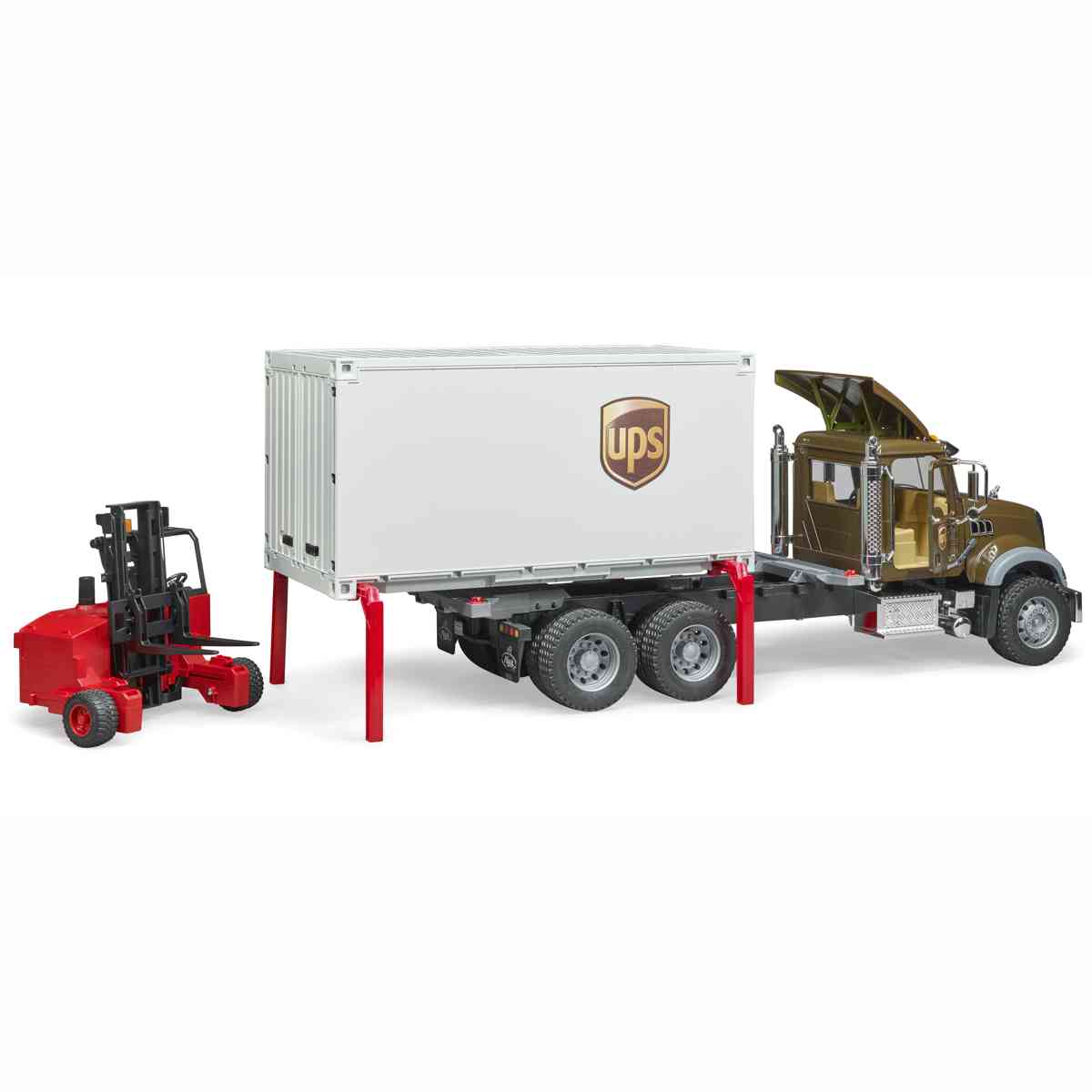 BRUDER 02828 MACK Granite UPS Logistik-LKW mit Mitnahmestapler