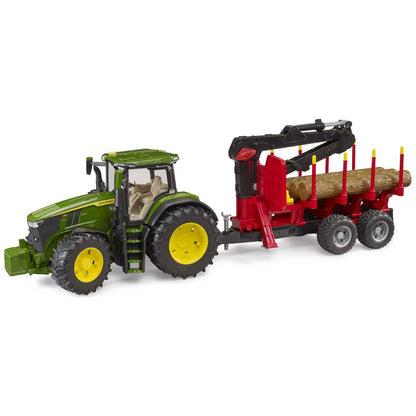 BRUDER 03154 John Deere 7R 350 mit Rückeanhänger und 4 Baumstämmen