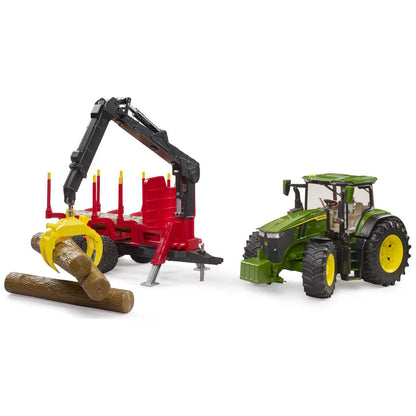 BRUDER 03154 John Deere 7R 350 mit Rückeanhänger und 4 Baumstämmen