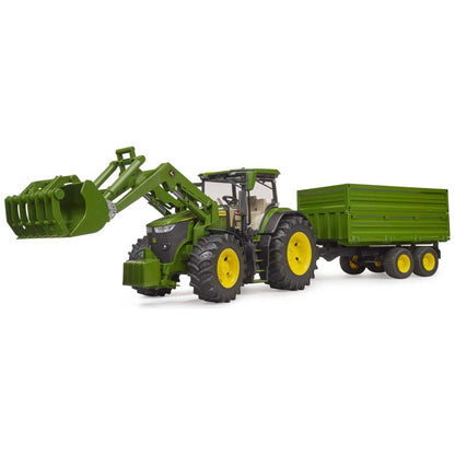 BRUDER 03155 John Deere 7R 350 mit Frontlader u. Tandemachstransportanhänger