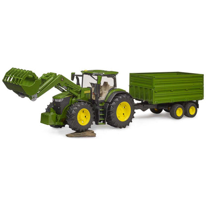 BRUDER 03155 John Deere 7R 350 mit Frontlader u. Tandemachstransportanhänger