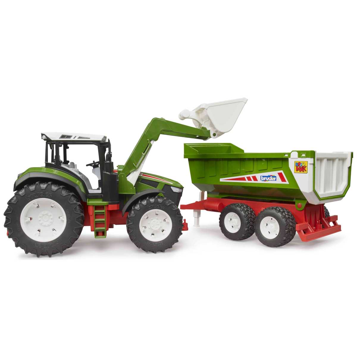 BRUDER 03452 ROADMAX Traktor mit Frontlader und Kippanhänger
