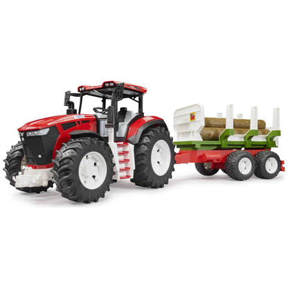 BRUDER 03453 ROADMAX Traktor mit Rückean- hänger und 3 Baumstämmen