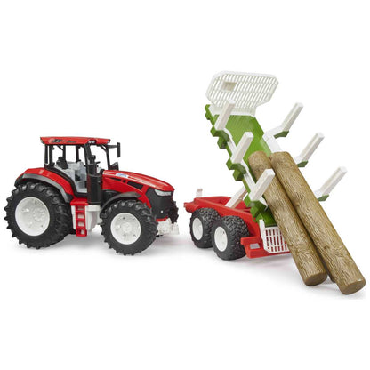 BRUDER 03453 ROADMAX Traktor mit Rückean- hänger und 3 Baumstämmen
