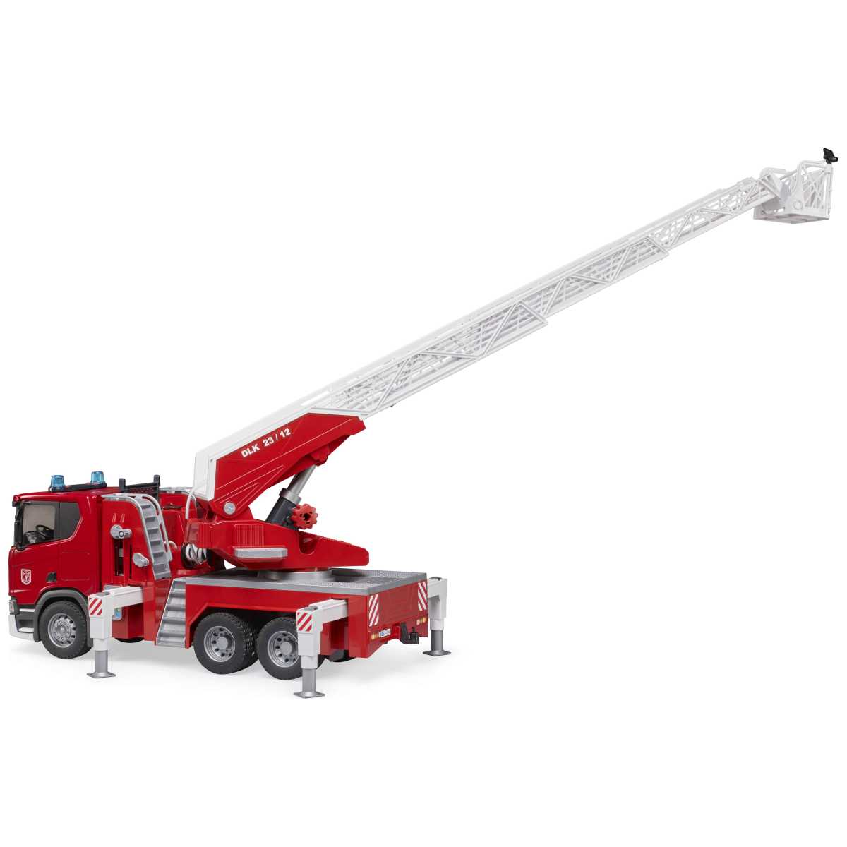 BRUDER 03591 Scania Super 560R Feuerwehr mit Drehleiter, Wasserpumpe und Light + Sound-Modul