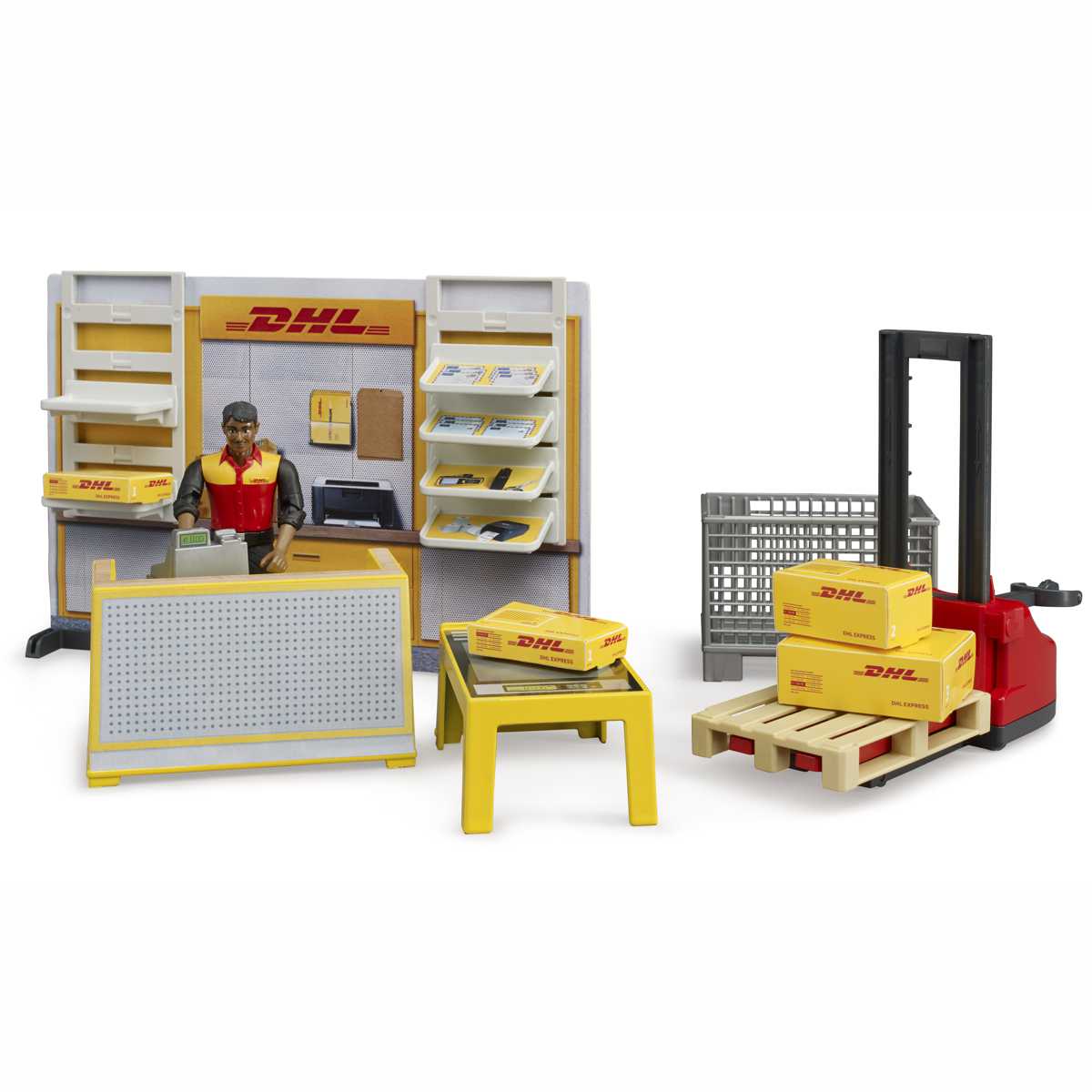BRUDER 62251 bworld DHL Shop mit Handhubstapler
