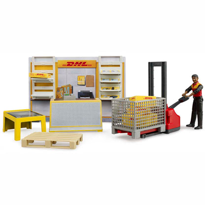 BRUDER 62251 bworld DHL Shop mit Handhubstapler