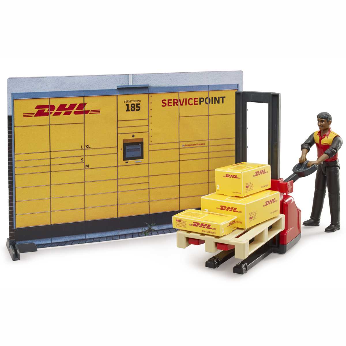 BRUDER 62251 bworld DHL Shop mit Handhubstapler