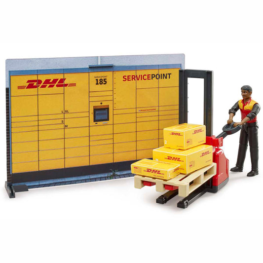 BRUDER 62251 bworld DHL Shop mit Handhubstapler