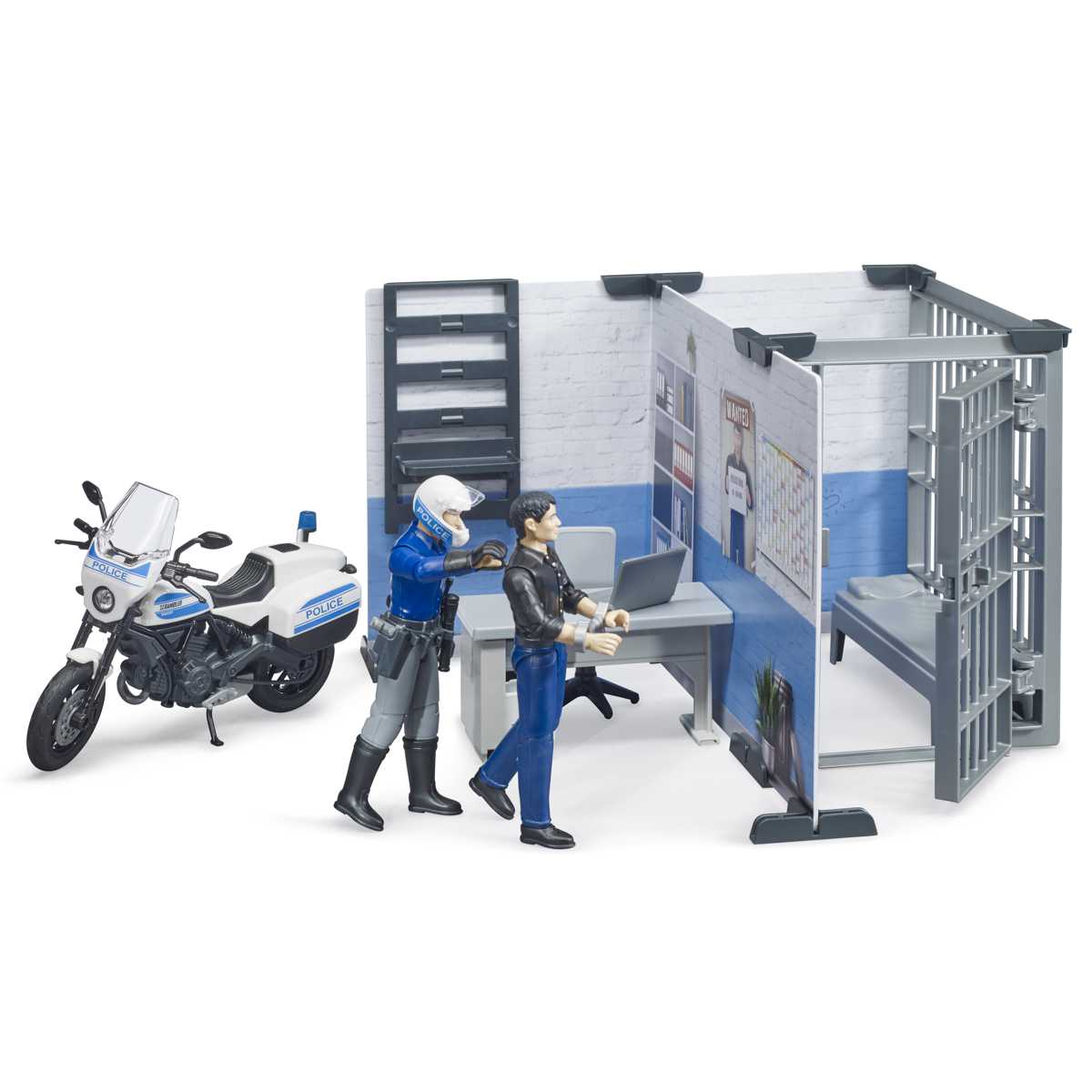 BRUDER 62732 bworld Polizeistation mit Polizeimotorrad

