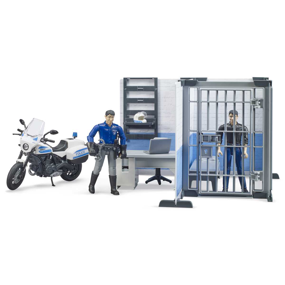 BRUDER 62732 bworld Polizeistation mit Polizeimotorrad
